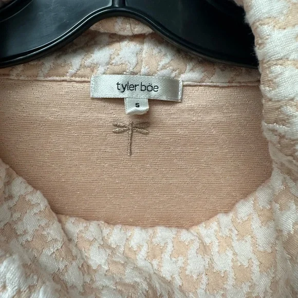 Tyler Boe cowl neck peachy pink long sleeve dress classic small houndstooth - Picture 2 of 4